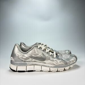 Nike Free 5.0 V4 Silver White Running Shoes Sneakers 695168-002 Women's Size 8